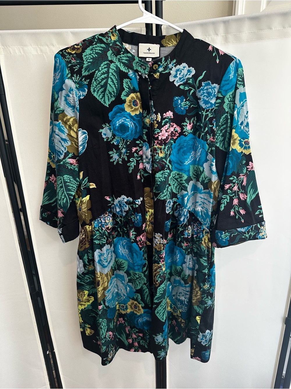 Tuckernuck Black Floral Button-Front Tunic Dress